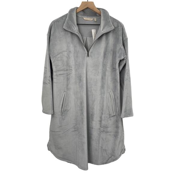 Soft Surroundings Auberon Mini Dress Coziest Zip Up Tunic Pullover Silver NEW S - Picture 2 of 10